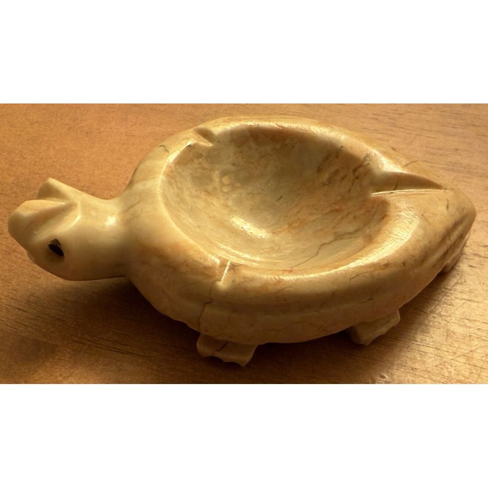 Vintage Turtle Trinket‎ Dish/ Ashtray Carved Natural Marble